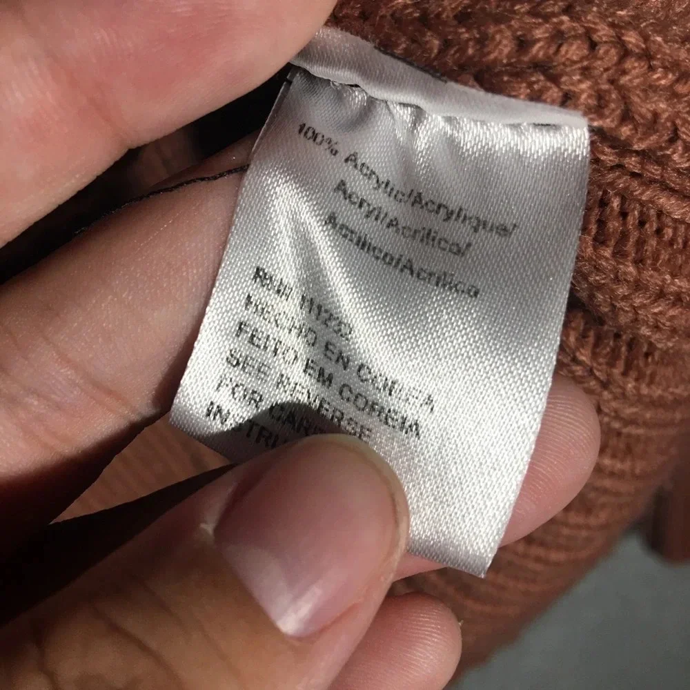 Womens Lucca Sweater Brown Turtleneck Ribbed Open Arm Slits Casual Contemporary